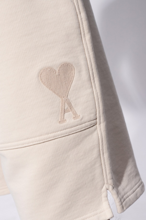 Cream Sweat shorts with logo Ami Alexandre Mattiussi